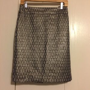 Flashy, Metallic, Wool, Silk J. Crew Pencil Skirt